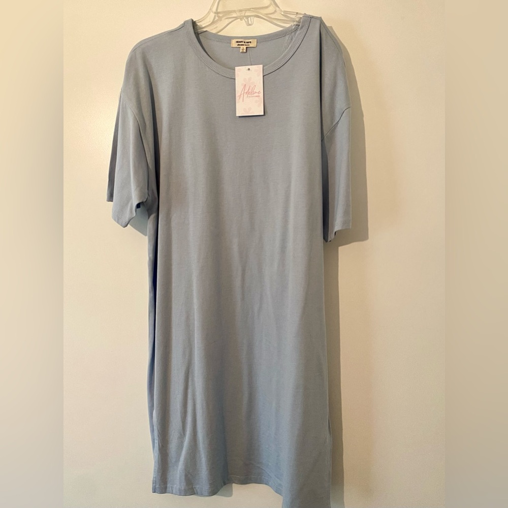 NWT Adeline Clothing Heart & Hips Size Large Blue T Shirt Dress